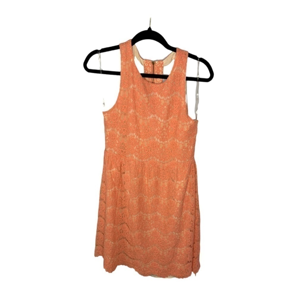 Hesperus Women’s Large Peach Lace Lined Mini Dress Romantic Cottagecore